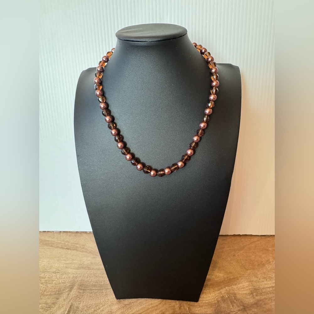 Newberry 16" Purple Brown Brass Plated Beaded Necklace Premier Designs Fashion